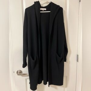 LOFT Hooded Coatigan Sweater in Black. Size XS